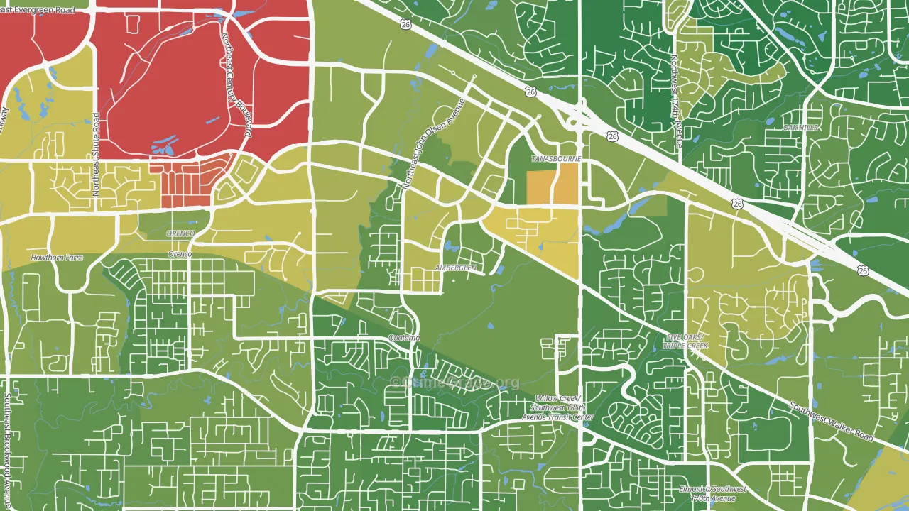 Sommerset West-Elmonica South, Hillsboro, OR Map of Drug-Related Crime Rates