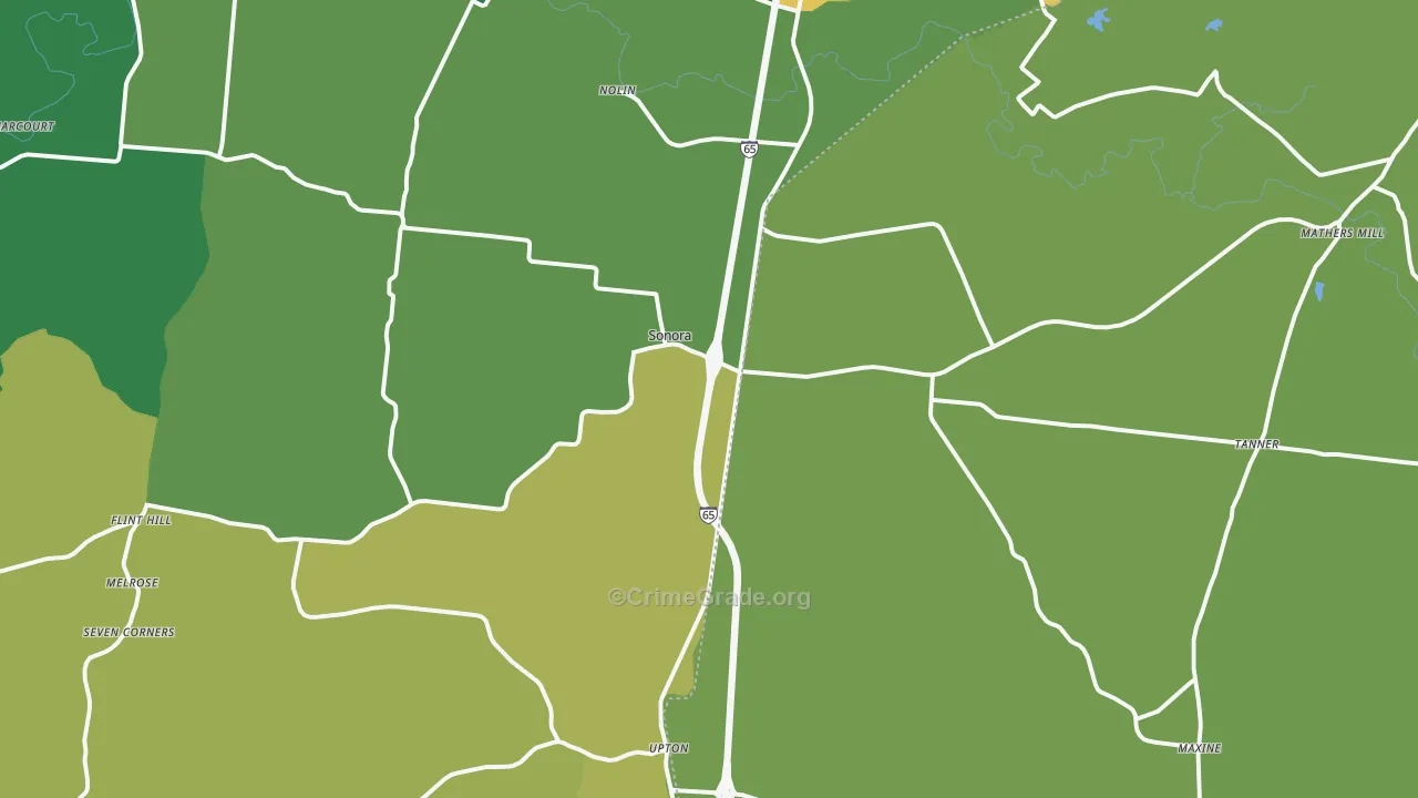 Sonora, KY Map of Drug-Related Crime Rates