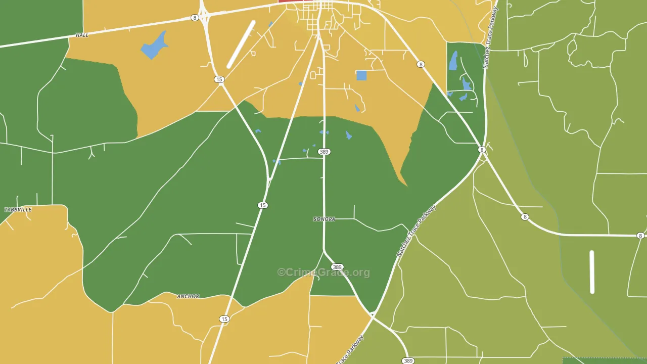 Sonora, MS Map of Drug-Related Crime Rates