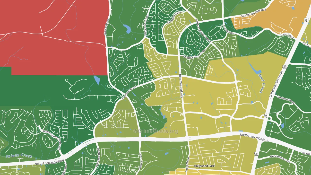 Sonterra-Stone Oak, San Antonio, TX Map of Drug-Related Crime Rates