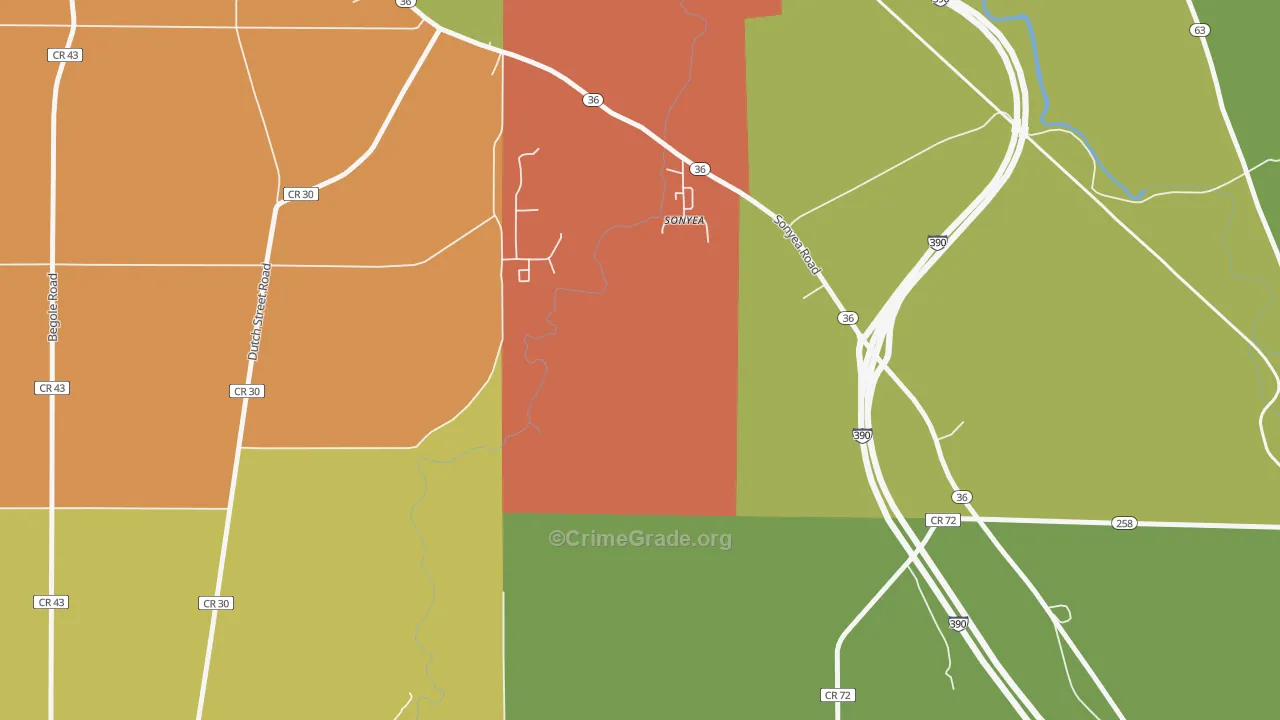 Sonyea, NY Map of Drug-Related Crime Rates