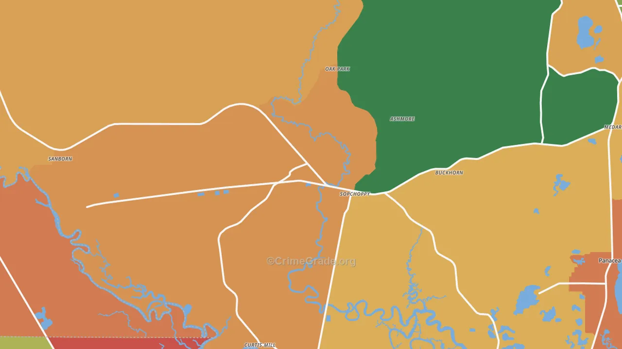 Sopchoppy, FL Map of Drug-Related Crime Rates