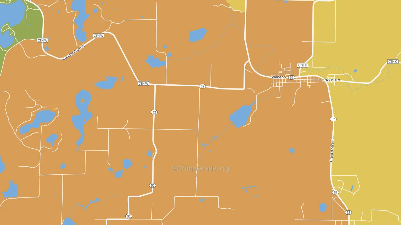 Soperton, WI Map of Drug-Related Crime Rates