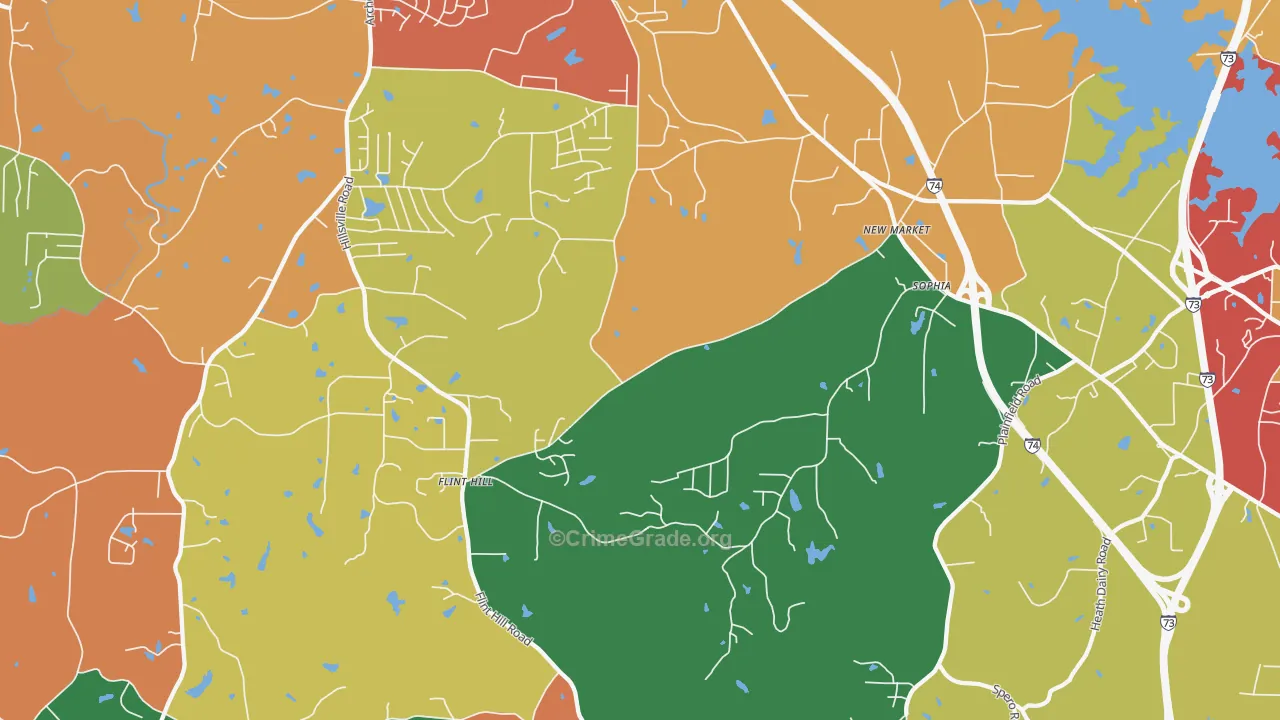 Sophia, NC Map of Drug-Related Crime Rates