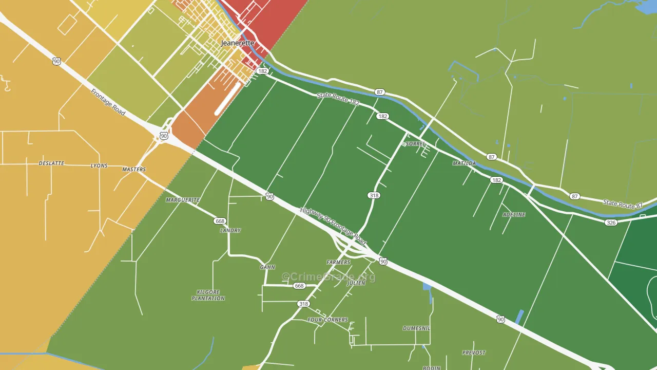 Sorrel, LA Map of Drug-Related Crime Rates