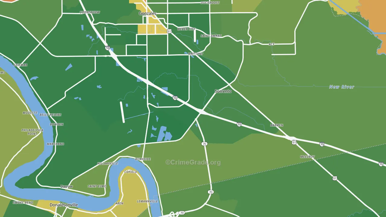Sorrento, LA Map of Drug-Related Crime Rates