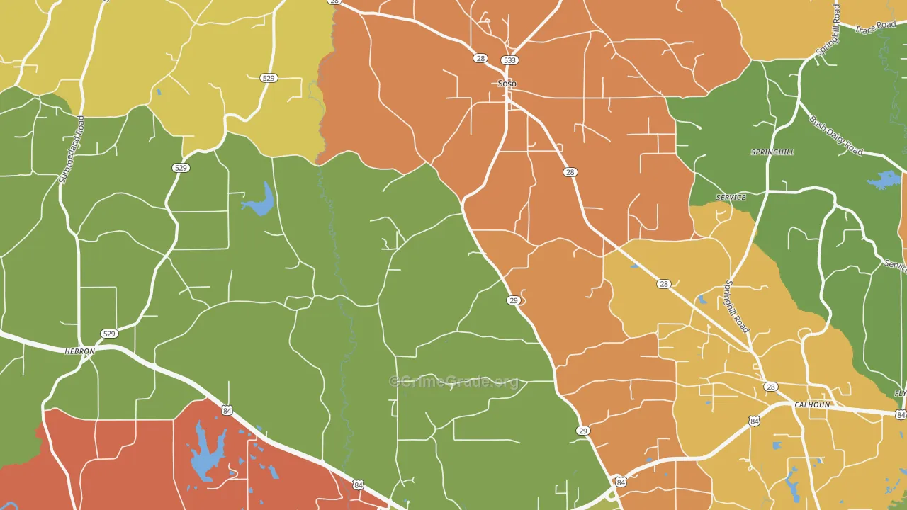 Soso, MS Map of Drug-Related Crime Rates