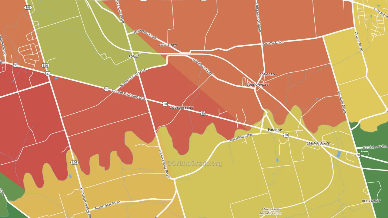 Soudersburg, PA Map of Drug-Related Crime Rates