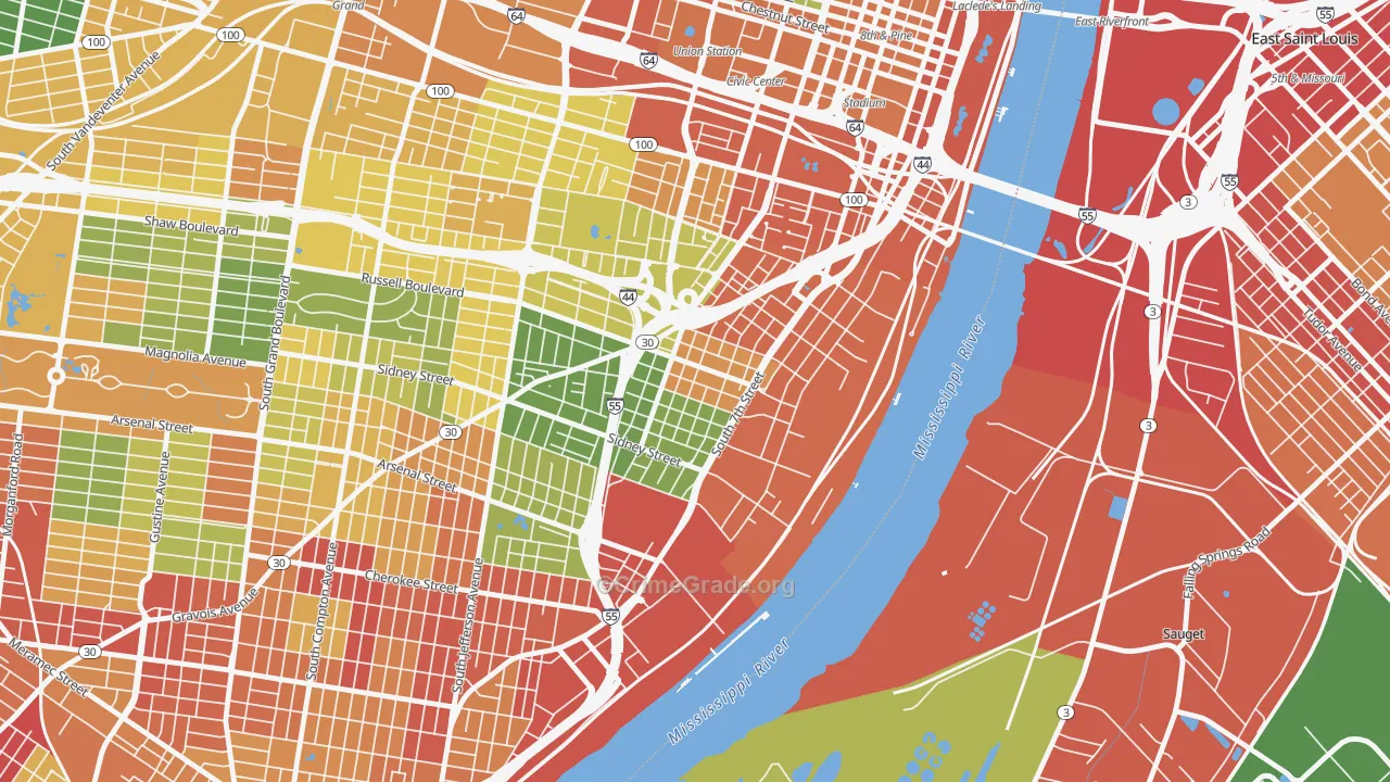 Soulard, St. Louis, MO Map of Drug-Related Crime Rates