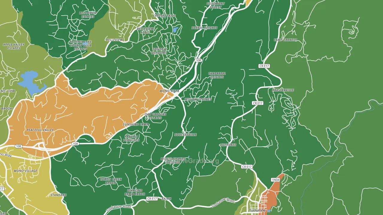 Soulsbyville, CA Map of Drug-Related Crime Rates