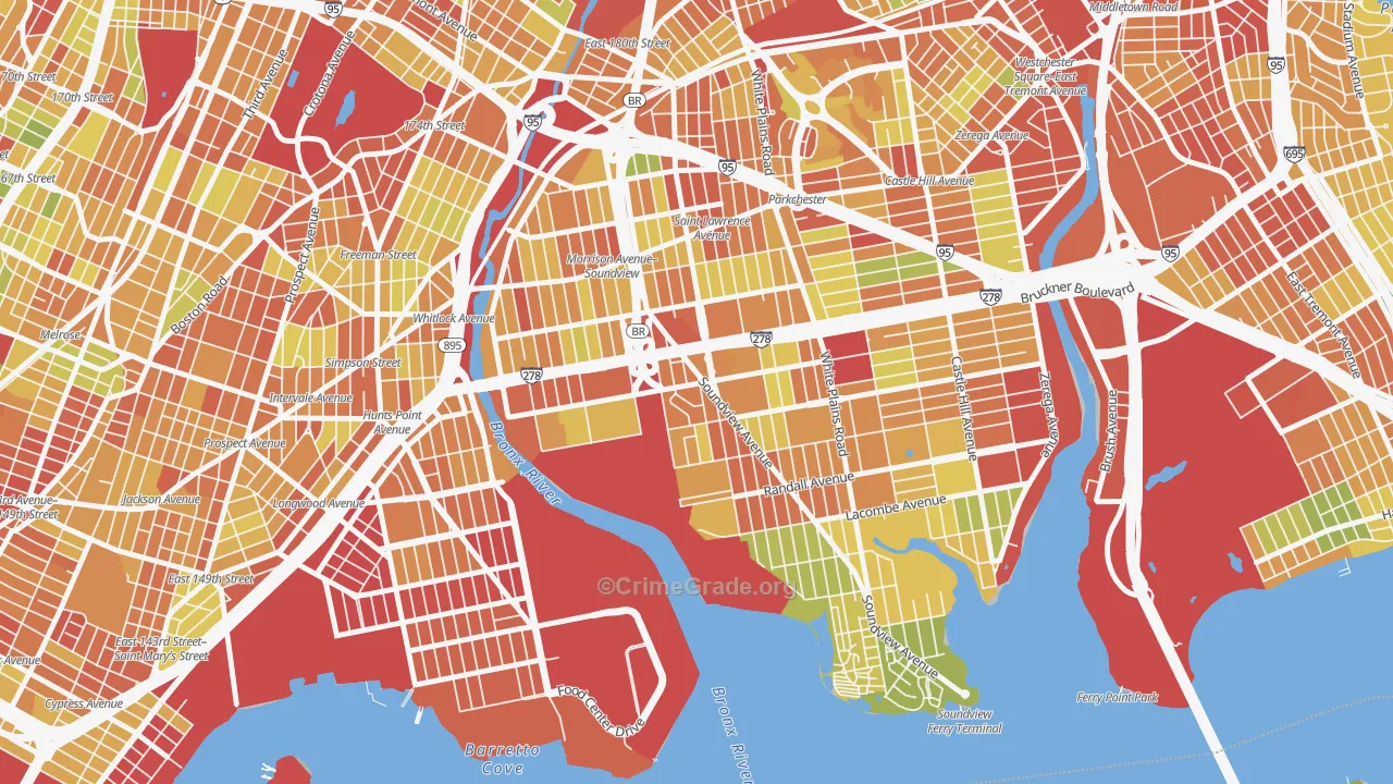 Soundview, Bronx, NY Map of Drug-Related Crime Rates