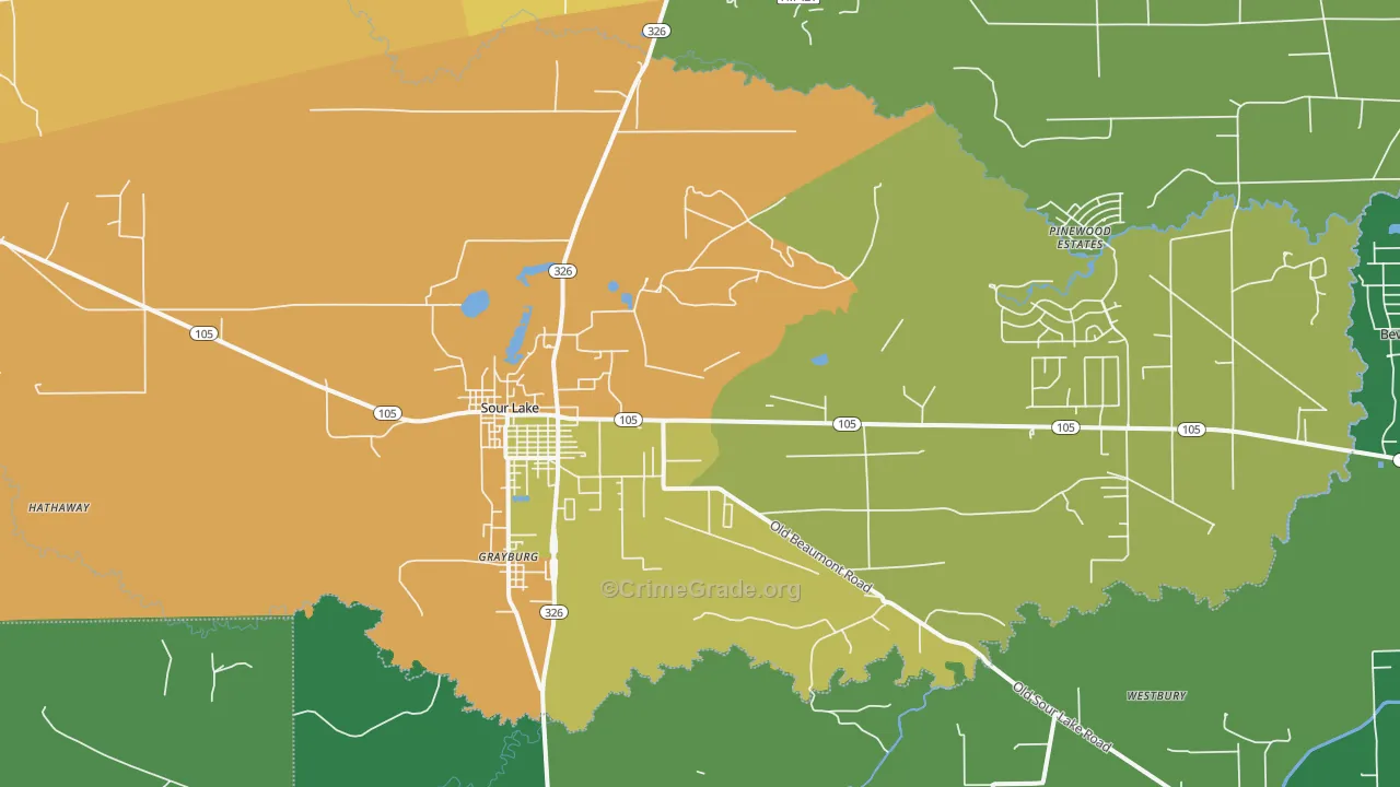 Sour Lake, TX Map of Drug-Related Crime Rates
