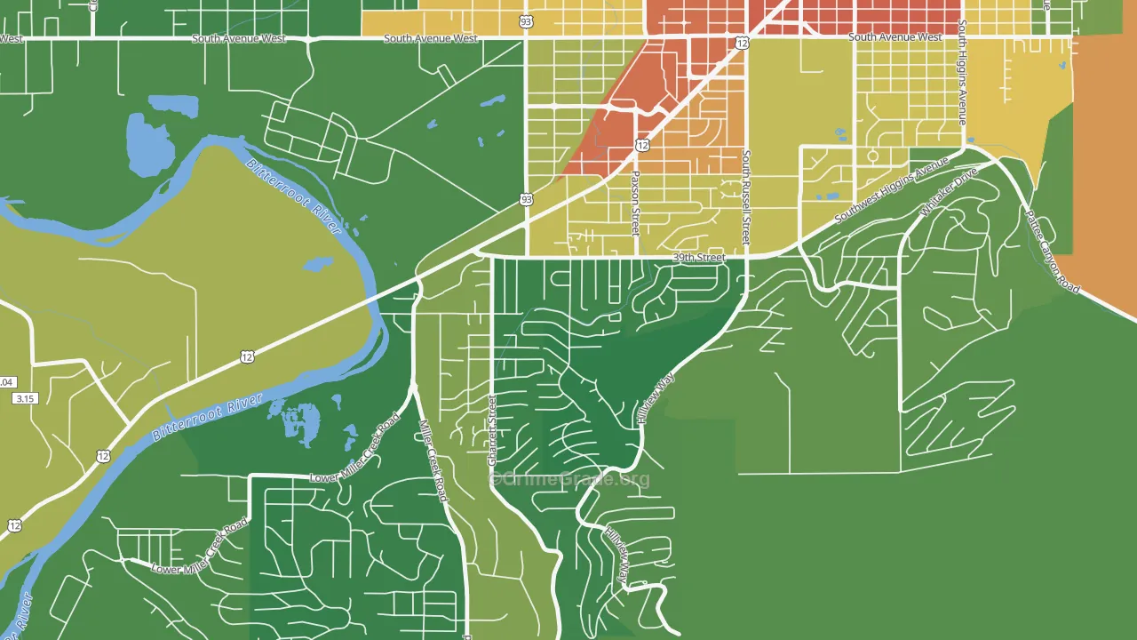 South 39th Street, Missoula, MT Map of Drug-Related Crime Rates