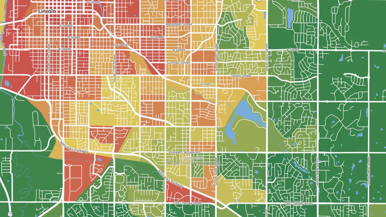 South 48th Street, Lincoln, NE Map of Drug-Related Crime Rates