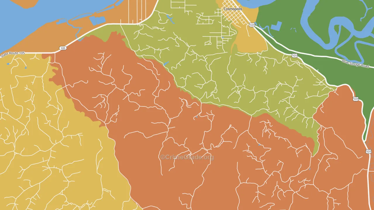 South Aberdeen, WA Map of Drug-Related Crime Rates