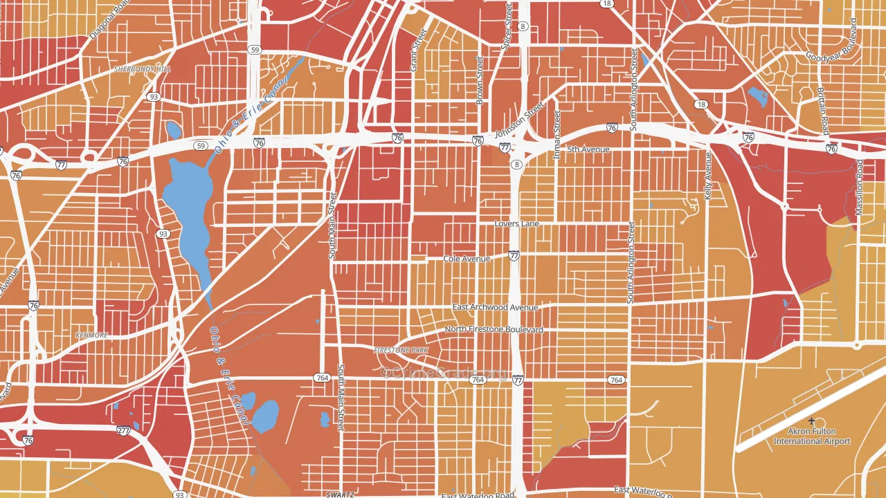 South Akron, Akron, OH Map of Drug-Related Crime Rates