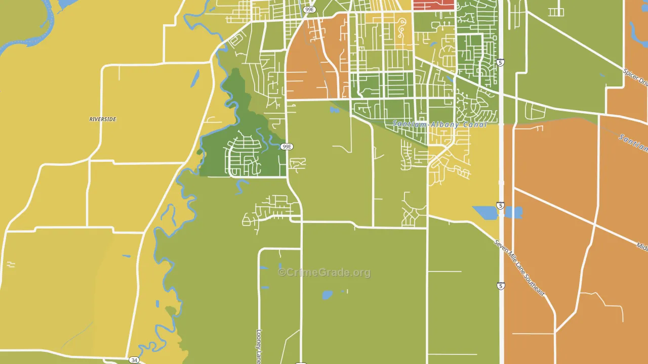 South Albany, Albany, OR Map of Drug-Related Crime Rates
