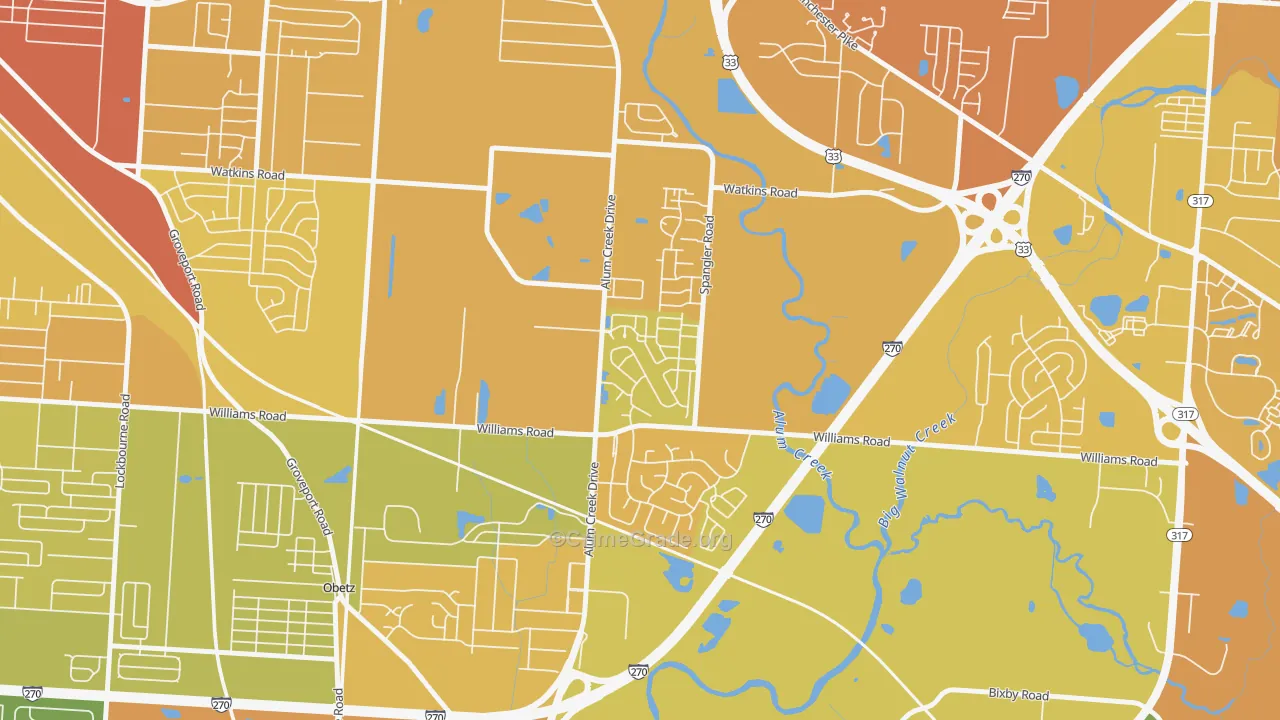 South Alum Creek, Columbus, OH Map of Drug-Related Crime Rates