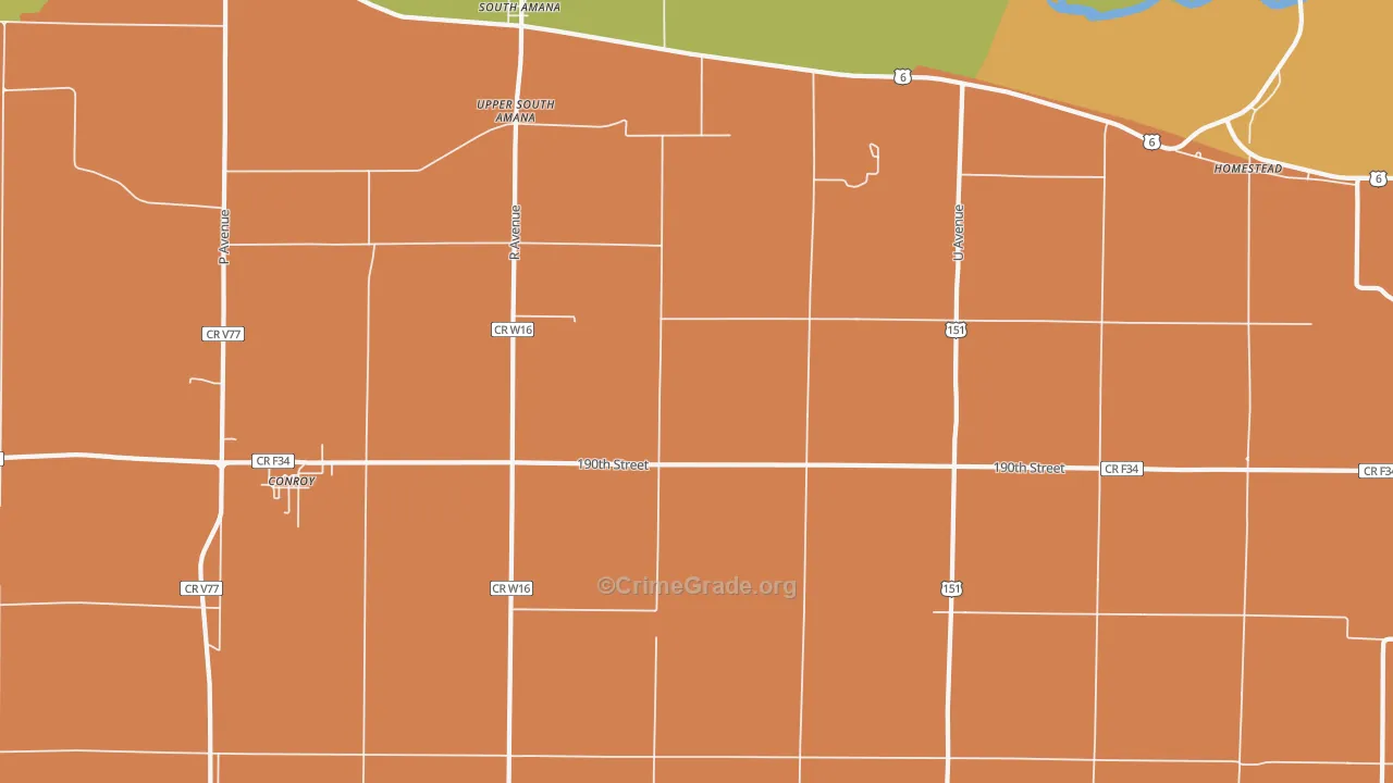 South Amana, IA Map of Drug-Related Crime Rates