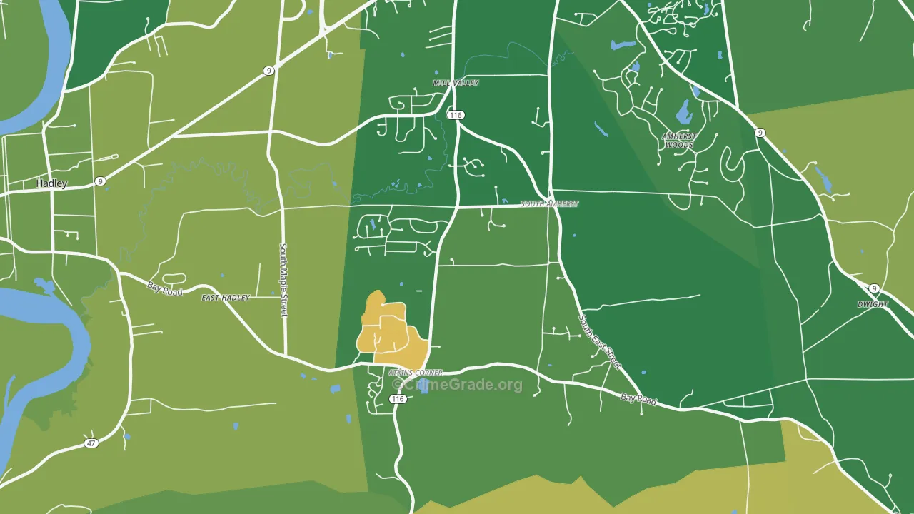 South Amherst, Amherst, MA Map of Drug-Related Crime Rates
