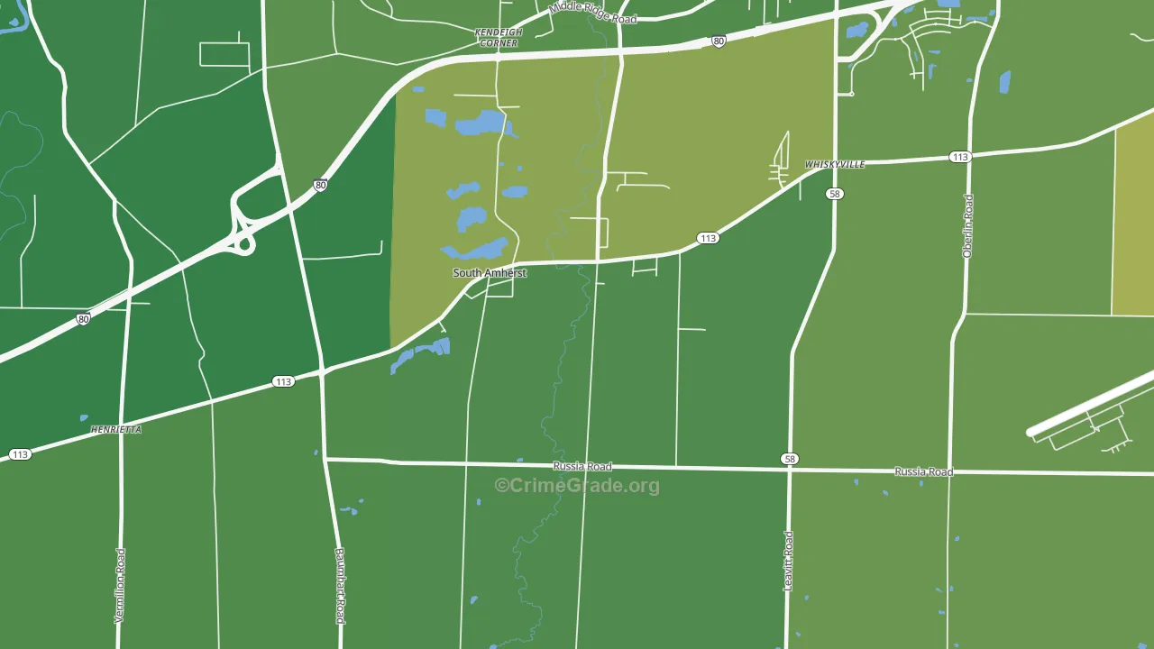 South Amherst, OH Map of Drug-Related Crime Rates