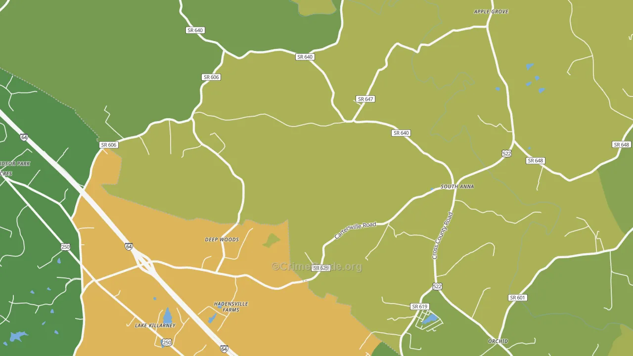 South Anna, VA Map of Drug-Related Crime Rates