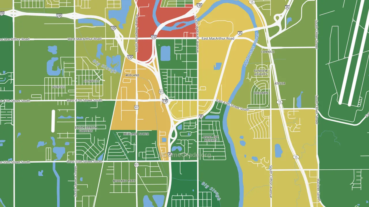 South Area, Wichita, KS Map of Drug-Related Crime Rates