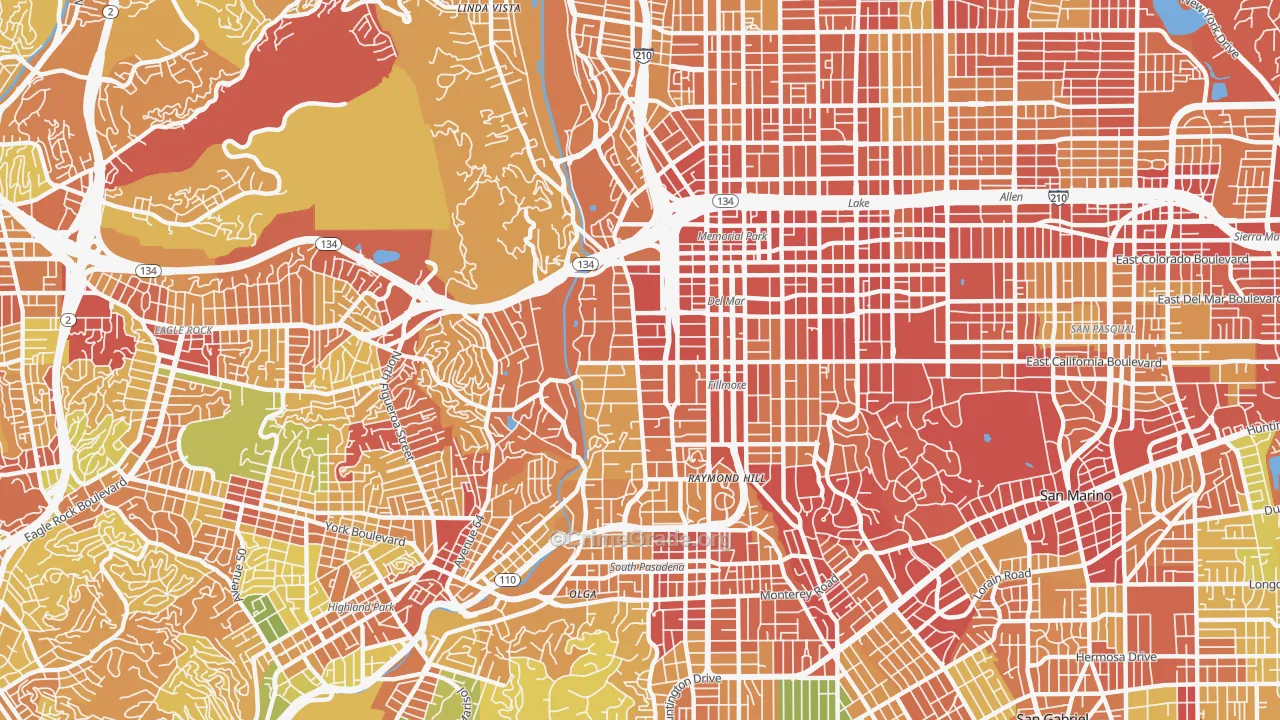 South Arroyo, Pasadena, CA Map of Drug-Related Crime Rates