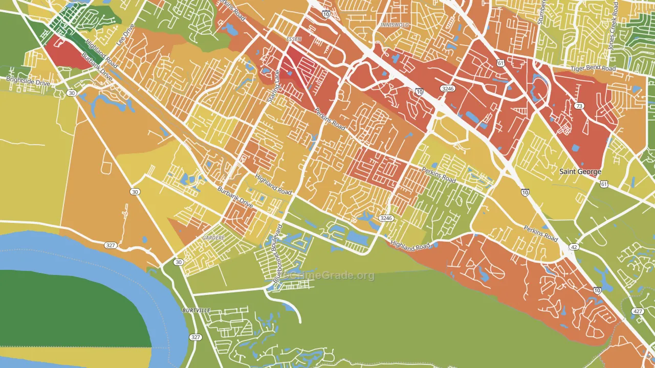 South Baton Rouge, Baton Rouge, LA Map of Drug-Related Crime Rates