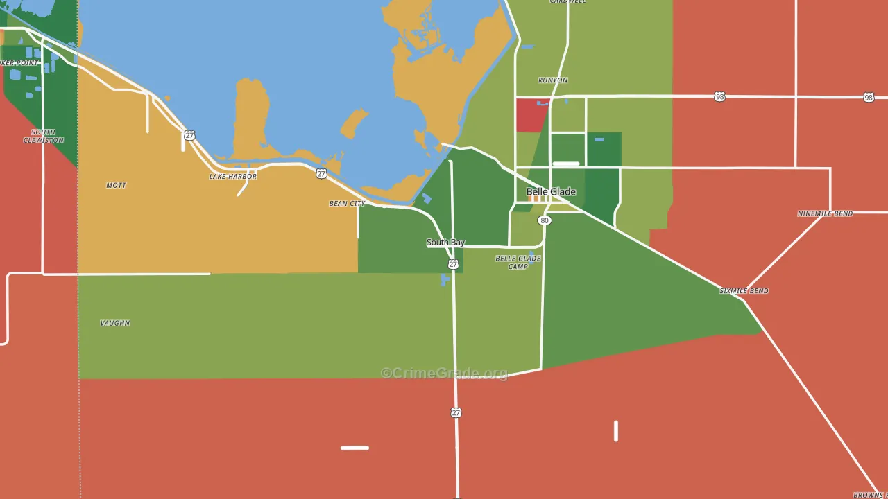 South Bay, FL Map of Drug-Related Crime Rates