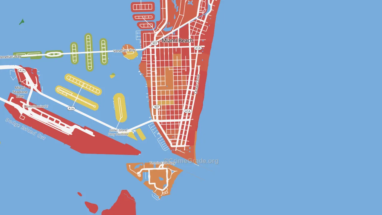 South Beach Miami Beach, Miami Beach, FL Map of Drug-Related Crime Rates