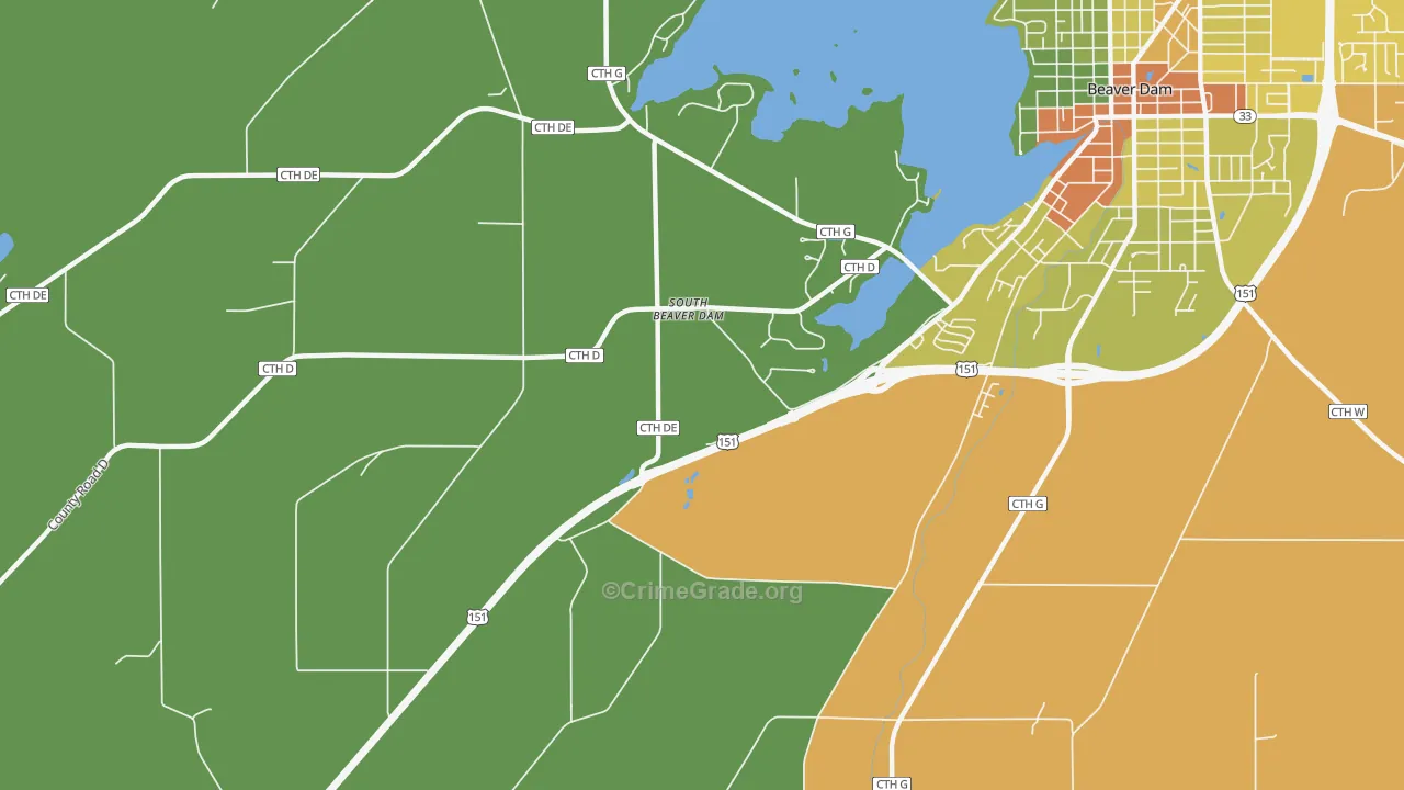 South Beaver Dam, WI Map of Drug-Related Crime Rates
