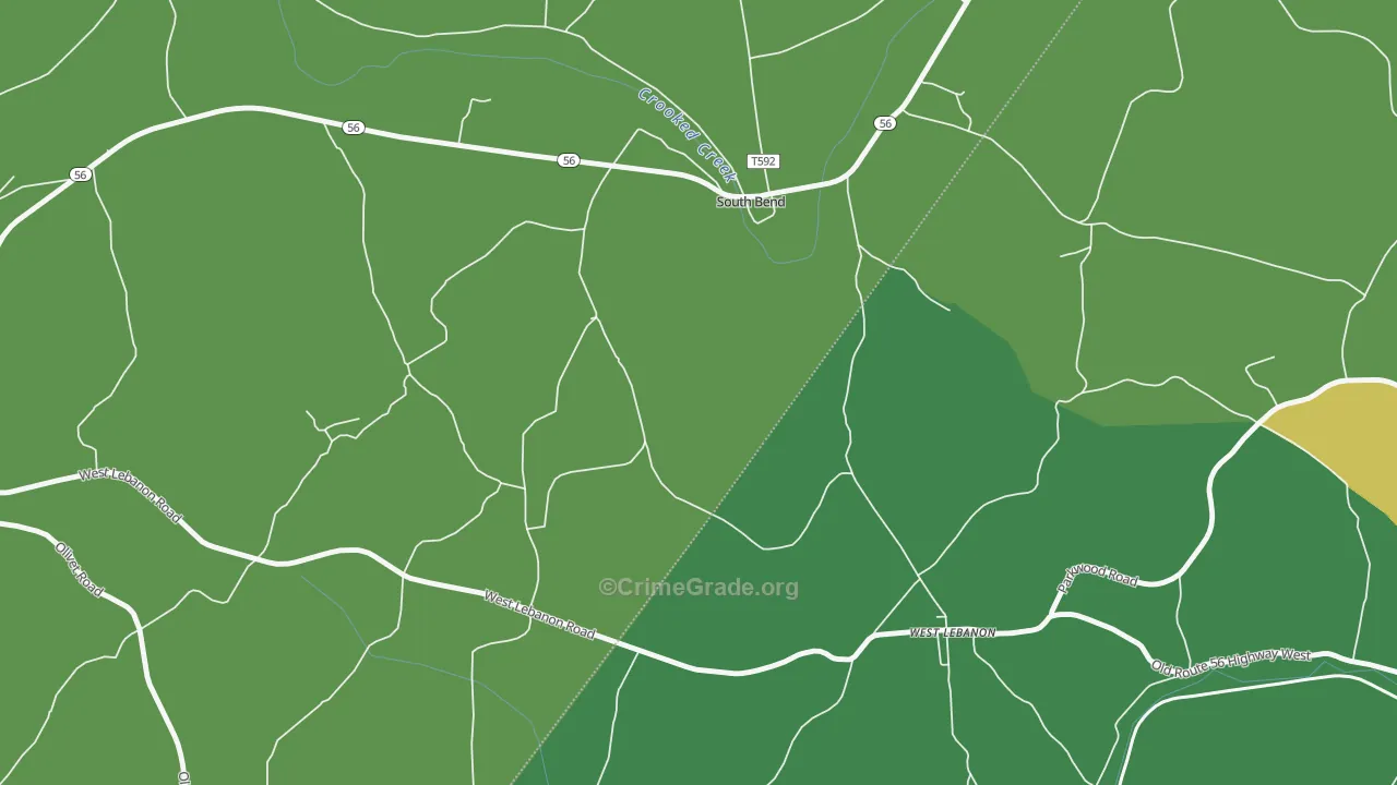 South Bend, PA Map of Drug-Related Crime Rates