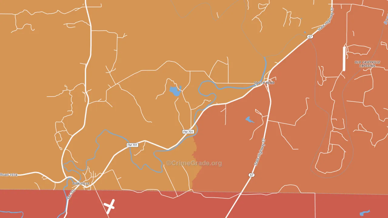 South Bend, TX Map of Drug-Related Crime Rates