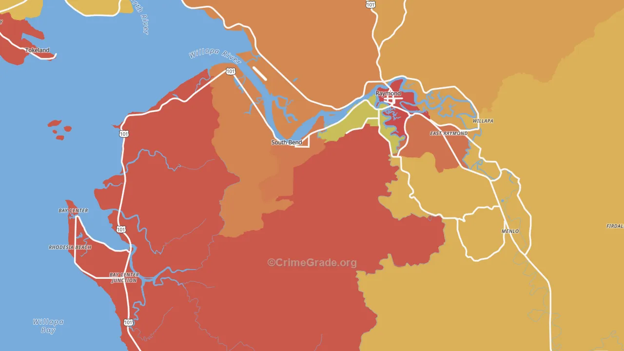 South Bend, WA Map of Drug-Related Crime Rates