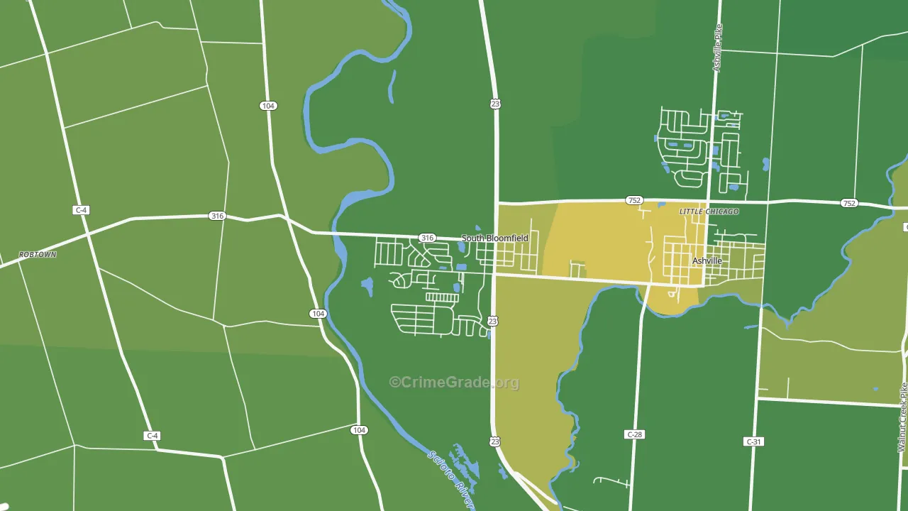 South Bloomfield, OH Map of Drug-Related Crime Rates