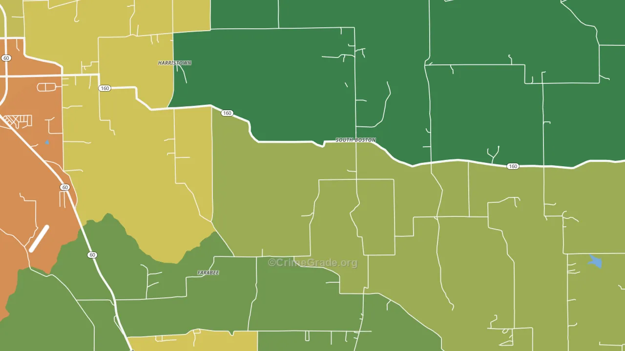 South Boston, IN Map of Drug-Related Crime Rates