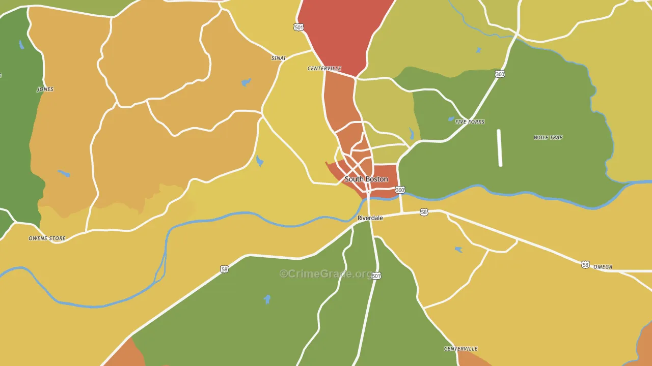 South Boston, VA Map of Drug-Related Crime Rates