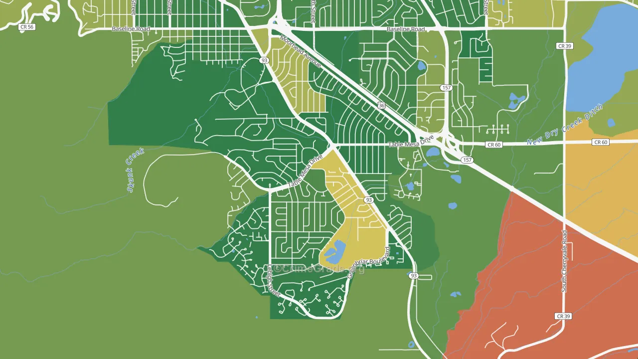 South Boulder, Boulder, CO Map of Drug-Related Crime Rates