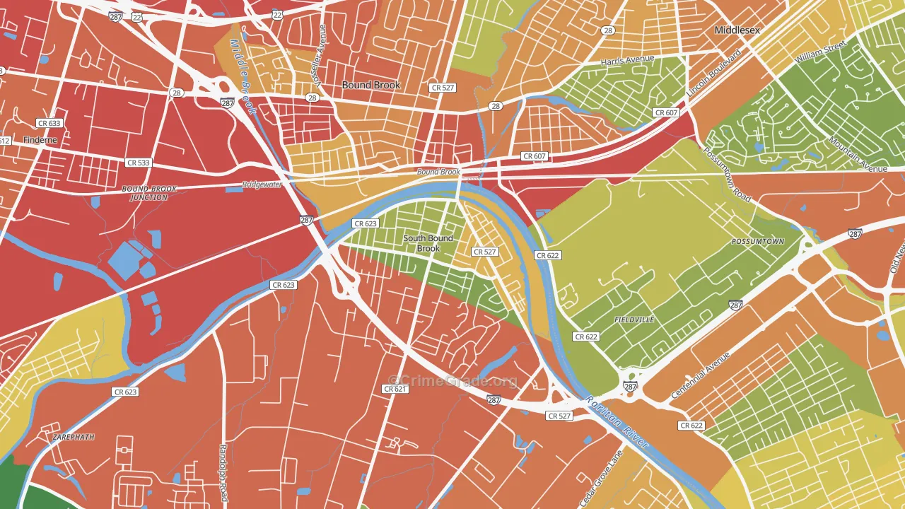 South Bound Brook, NJ Map of Drug-Related Crime Rates