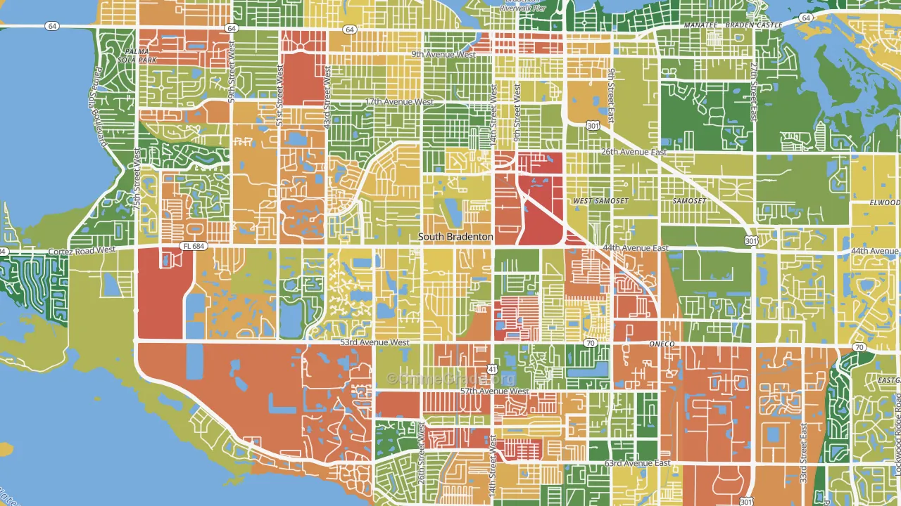 South Bradenton, FL Map of Drug-Related Crime Rates