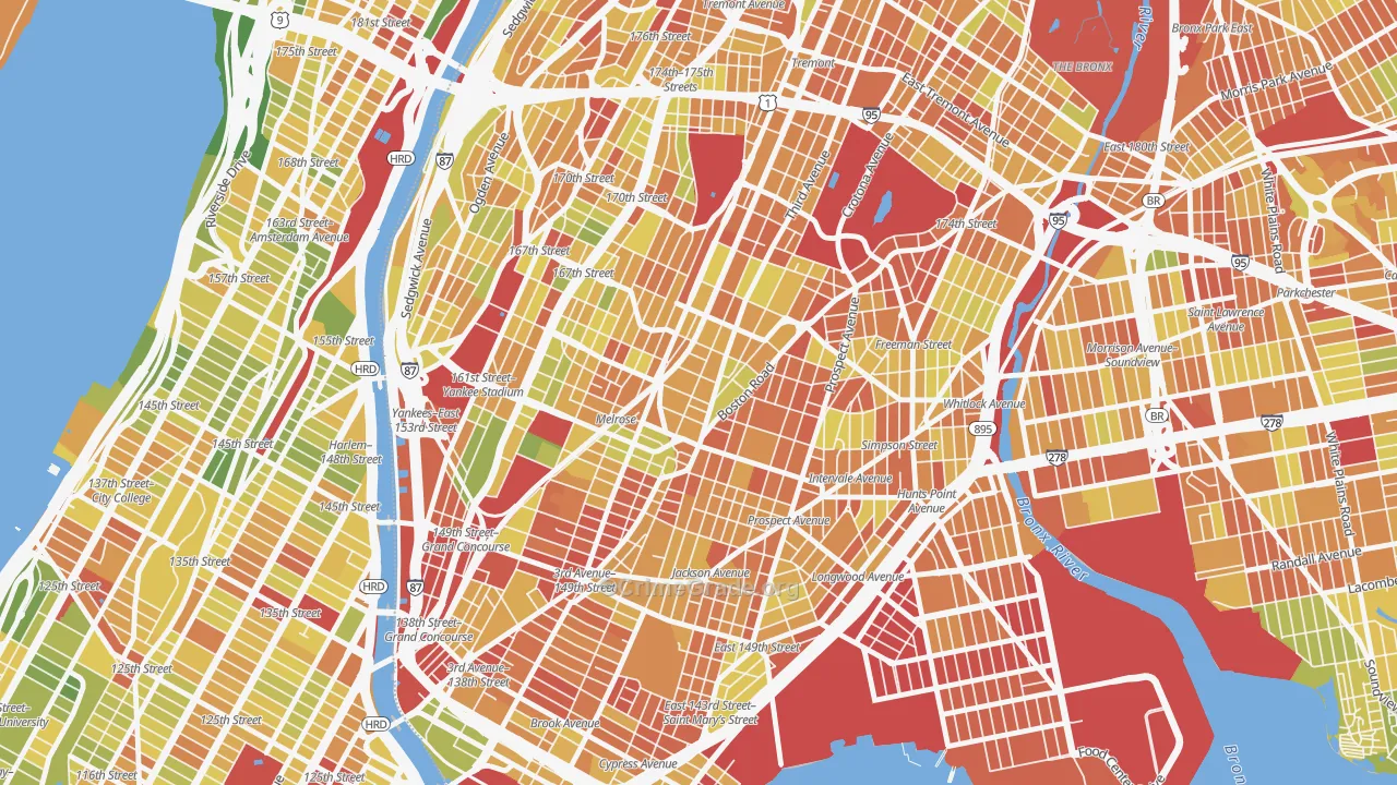 South Bronx, Bronx, NY Map of Drug-Related Crime Rates