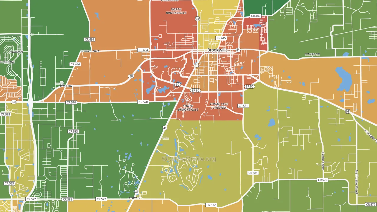 South Brooksville, FL Map of Drug-Related Crime Rates