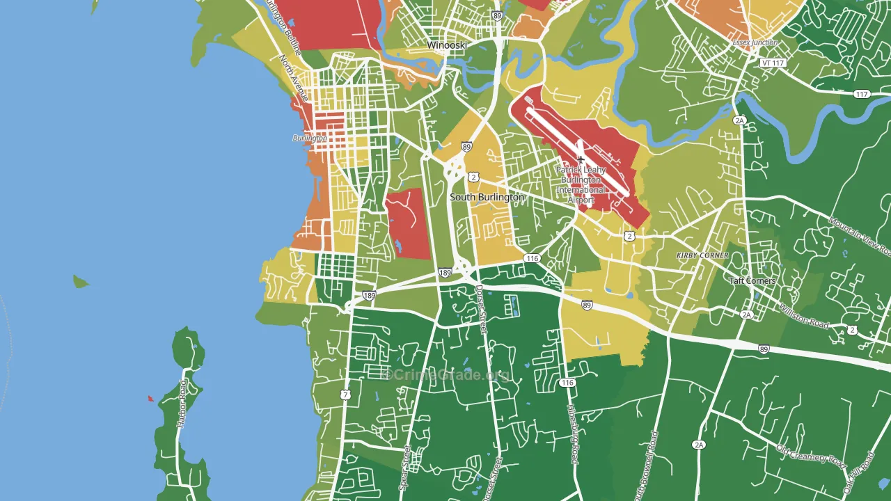 South Burlington, VT Map of Drug-Related Crime Rates