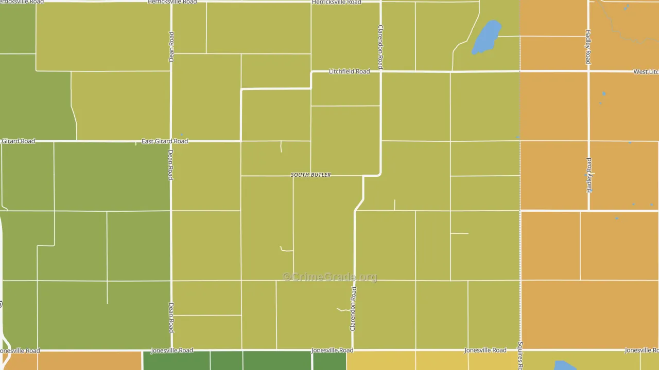 South Butler, MI Map of Drug-Related Crime Rates