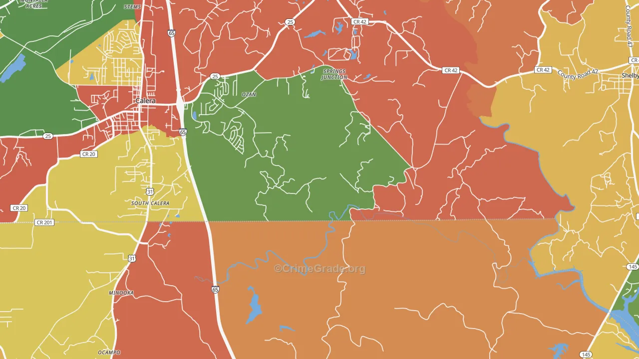 South Calera, AL Map of Drug-Related Crime Rates
