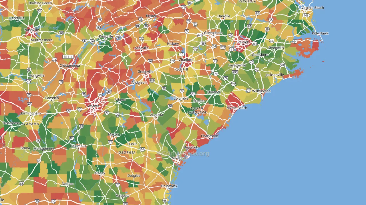 South Carolina Map of Drug-Related Crime Rates