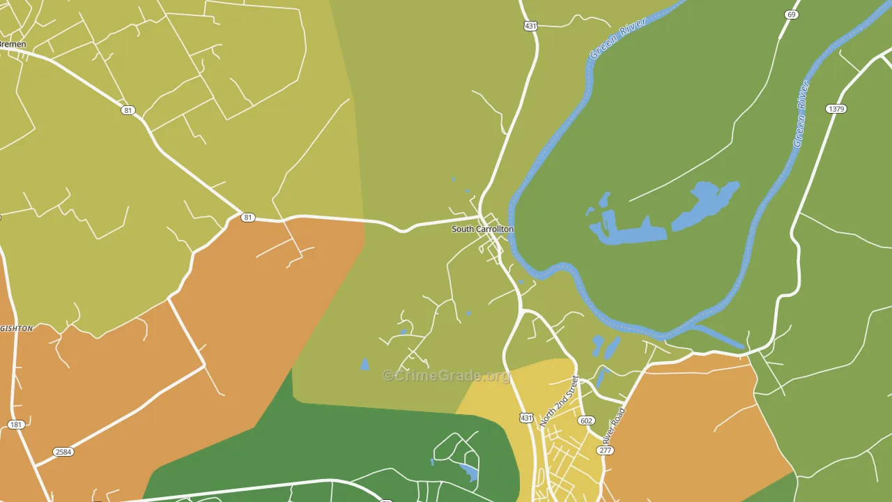 South Carrollton, KY Map of Drug-Related Crime Rates