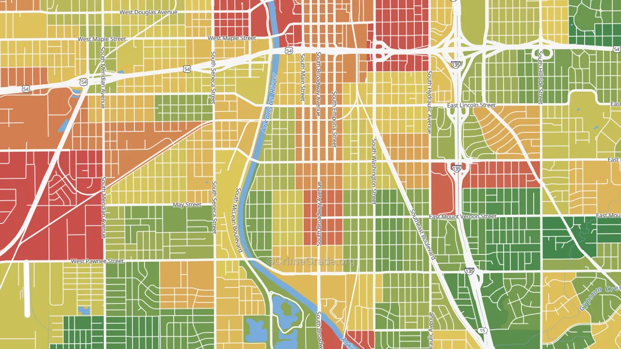 South Central Improvemen, Wichita, KS Map of Drug-Related Crime Rates