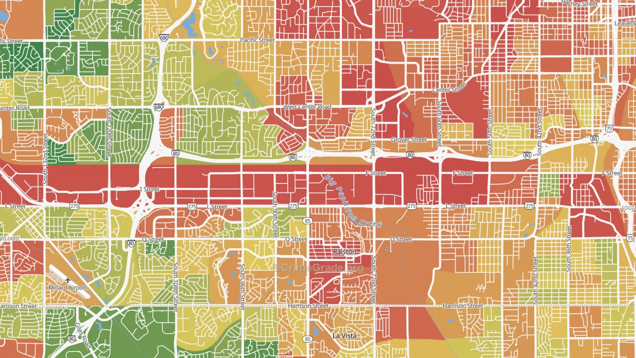 South Central Omaha, Omaha, NE Map of Drug-Related Crime Rates